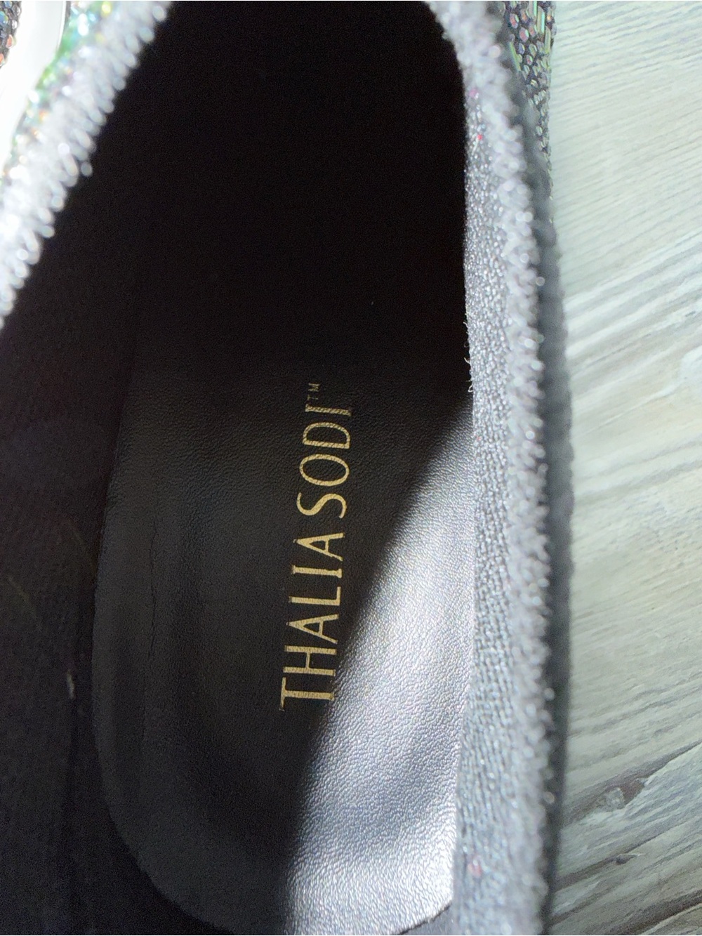 Thalia Sodi Black Slip-On Platform Sneakers with Iridescent Crystal Details - Picture 3 of 3